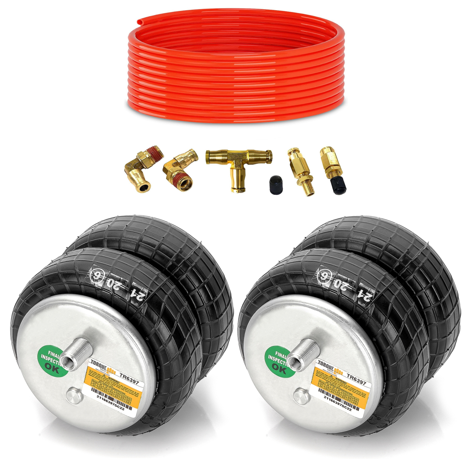 Pair Torque Air Spring Replaces W21-760-6397 & One Air Line Service Kit 1/8 NPT - Picture 1 of 6