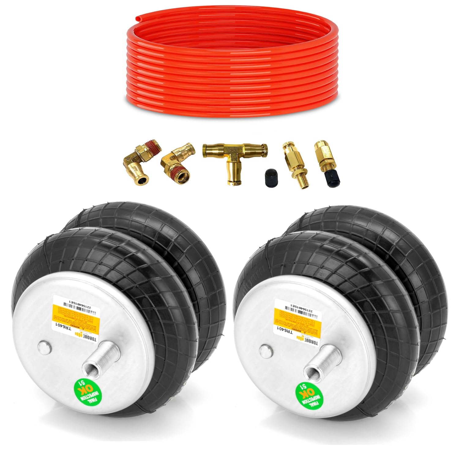 Pair of Air Spring Rear Helper + Air Line Kit Replaces Firestone 6401 Ride Rite