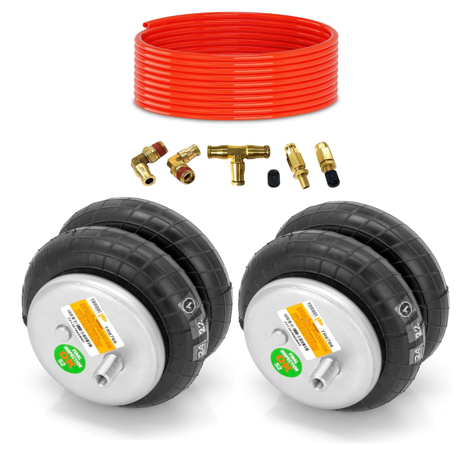Pair Torque Air Spring Replaces W21-760-6766 & One Air Line Service Kit 1/8 NPT