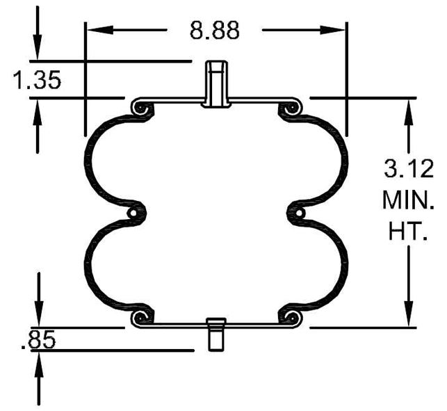 Pair of Double Convoluted Air Spring Bag Replace 2B9-229 Firestone W01-358-6897