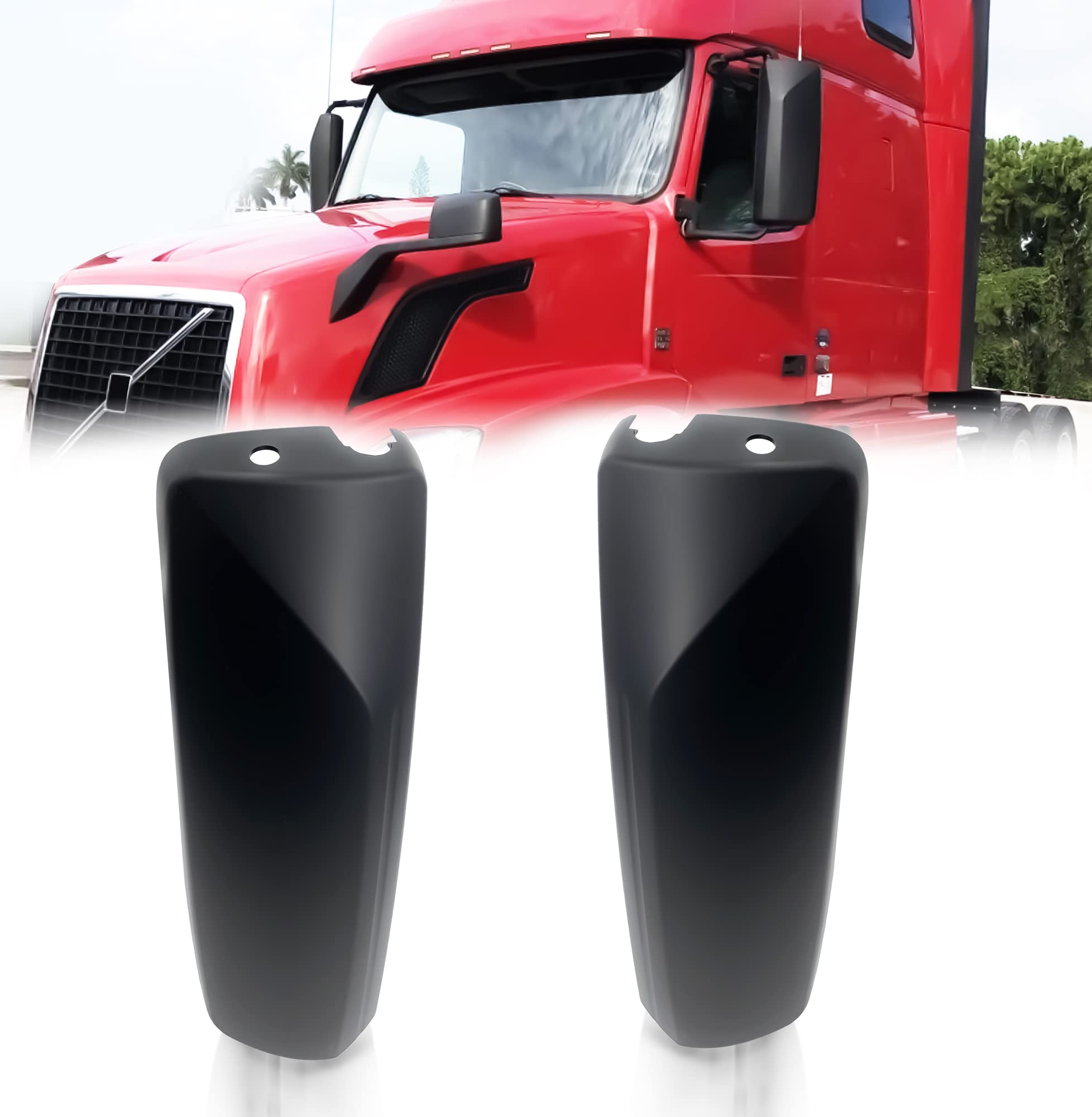 Door Mirror Matte Black Cover Curved Back Pair Left Right 2004-2018 Volvo VNL