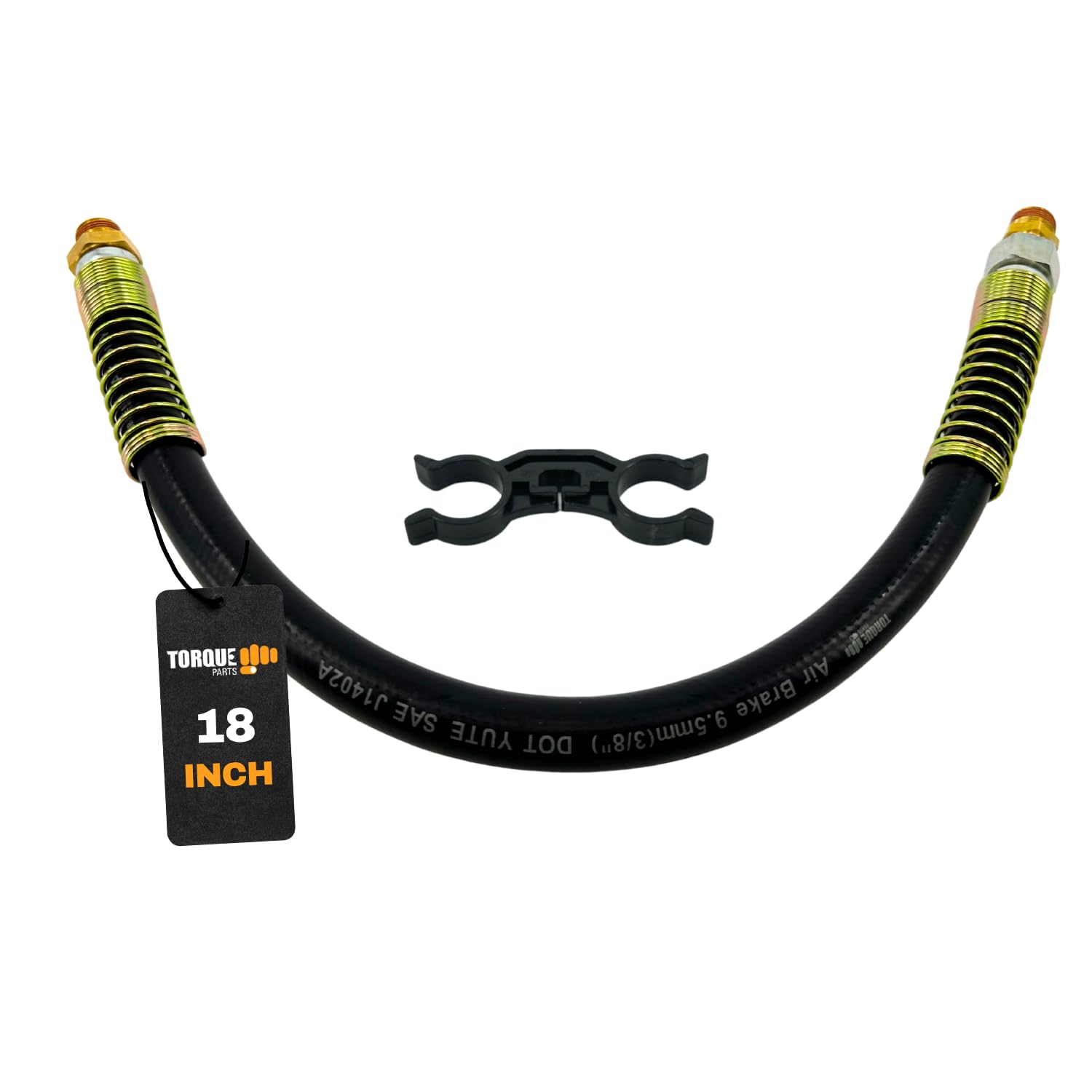 TORQUE 18" Air Brake Hose 3/8” x 3/8” Swivel Rubber Air Brake Line Assembly with